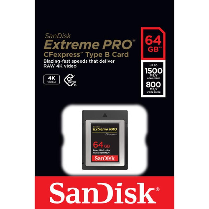 Карта памяти SanDisk Extreme Pro CFexpress Type B 64 Гб R/W 1500/800 МБ/с SDCFE-064G