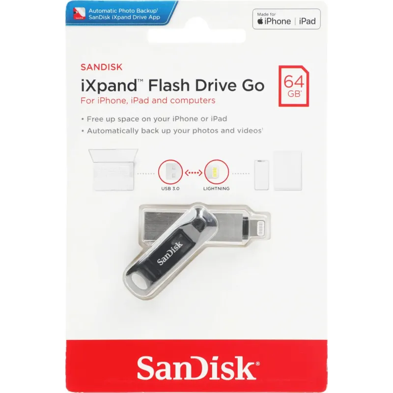 Флешка SanDisk iXpand GO 256ГБ Silver/Black