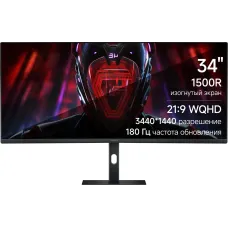 Монитор Xiaomi Curved Gaming Monitor 34 G34WQ, 3440x1440, VA, 180Гц, 2хHDMI, 2хDP, изогнутый, черный