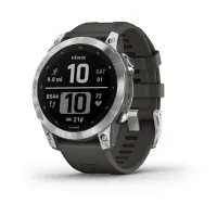 Смарт-часы Garmin Fenix 7, 47 мм, Bluetooth, Silver With Graphite Band, Серебристый с графитовым браслетом