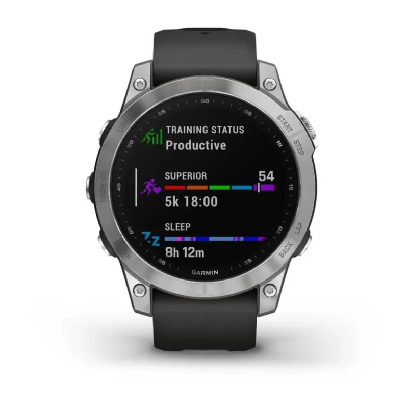 Смарт-часы Garmin Fenix 7, 47 мм, Bluetooth, Silver With Graphite Band, Серебристый с графитовым браслетом