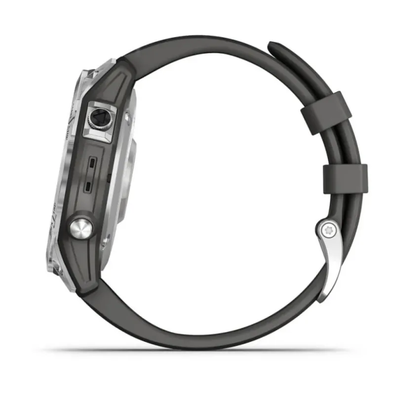 Смарт-часы Garmin Fenix 7, 47 мм, Bluetooth, Silver With Graphite Band, Серебристый с графитовым браслетом