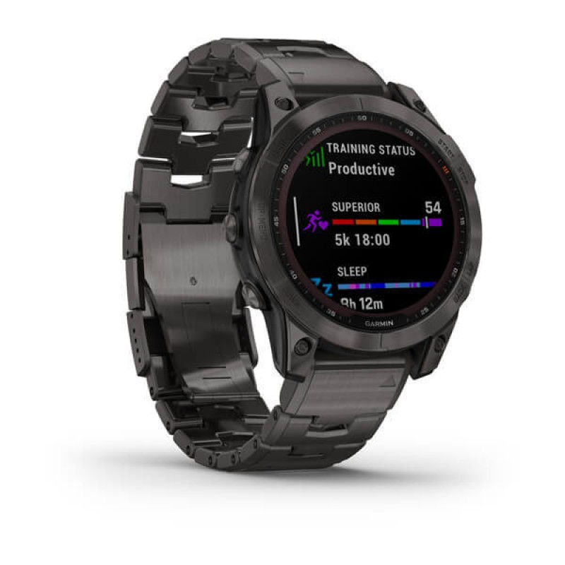 Смарт-часы Garmin Fenix 7 Sapphire Solar, 47 мм, Bluetooth, Gray Titanium Band, Серый титановый с серым титановым браслетом