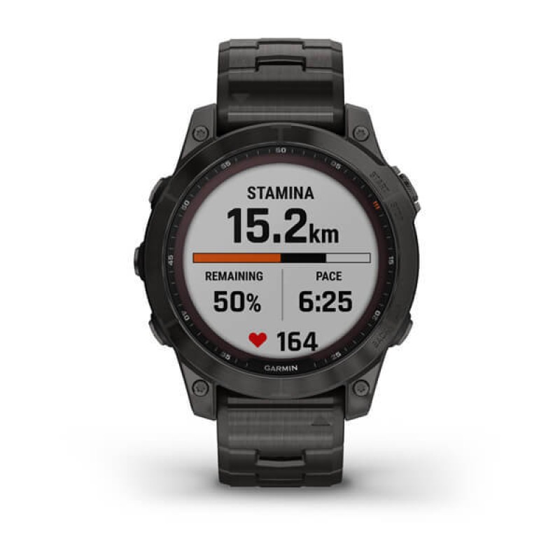 Смарт-часы Garmin Fenix 7 Sapphire Solar, 47 мм, Bluetooth, Gray Titanium Band, Серый титановый с серым титановым браслетом