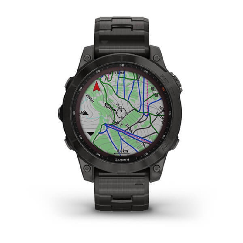 Смарт-часы Garmin Fenix 7 Sapphire Solar, 47 мм, Bluetooth, Gray Titanium Band, Серый титановый с серым титановым браслетом