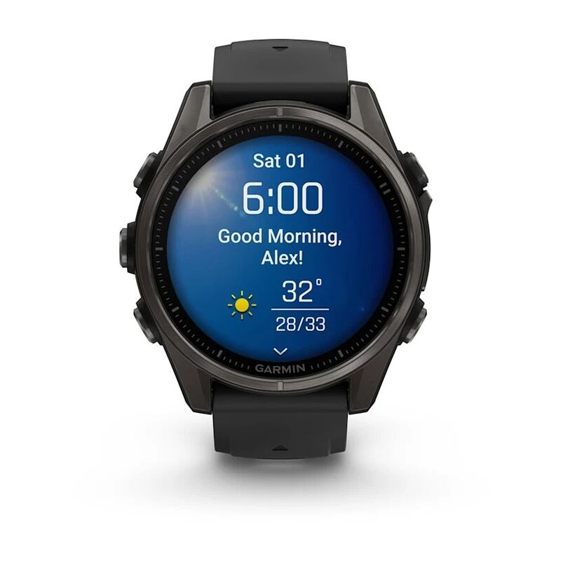 Смарт-часы Garmin Fenix 8, 47 мм, Bluetooth, AMOLED Slate Gray Black Silicone Band, графитово-серый с черным силиконом