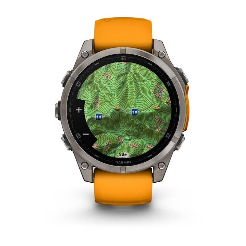 Смарт-часы Garmin Fenix 8, 47 мм, Bluetooth, Amoled Sapphire Titanium Orange, титановый серый с оранжевым