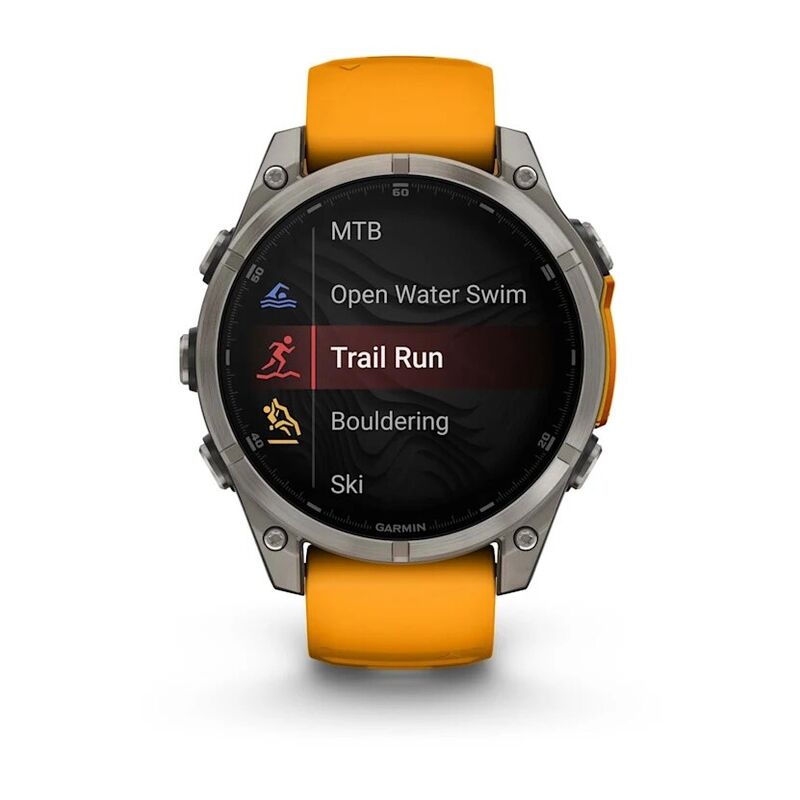 Смарт-часы Garmin Fenix 8, 47 мм, Bluetooth, Amoled Sapphire Titanium Orange, титановый серый с оранжевым