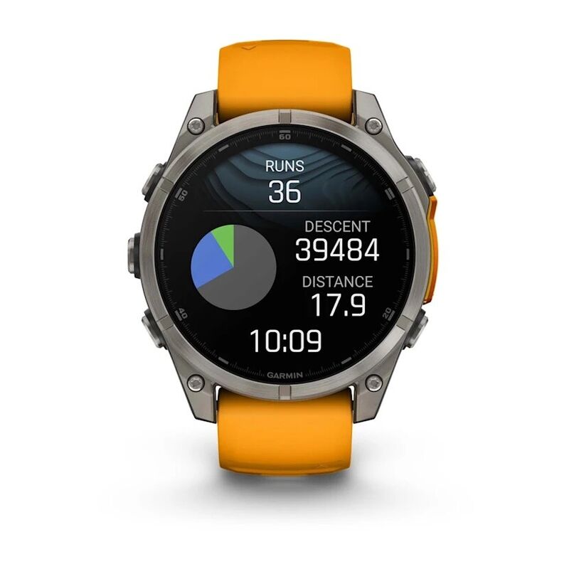 Смарт-часы Garmin Fenix 8, 47 мм, Bluetooth, Amoled Sapphire Titanium Orange, титановый серый с оранжевым