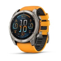 Смарт-часы Garmin Fenix 8, 51 мм, Bluetooth, Amoled Sapphire Titanium Spark Orange, титановый серый с оранжевым