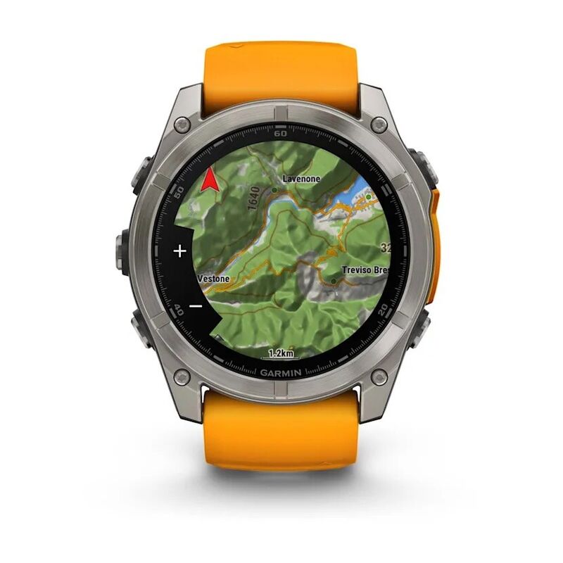 Смарт-часы Garmin Fenix 8, 51 мм, Bluetooth, Amoled Sapphire Titanium Spark Orange, титановый серый с оранжевым
