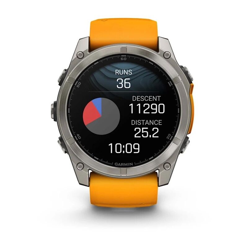 Смарт-часы Garmin Fenix 8, 51 мм, Bluetooth, Amoled Sapphire Titanium Spark Orange, титановый серый с оранжевым