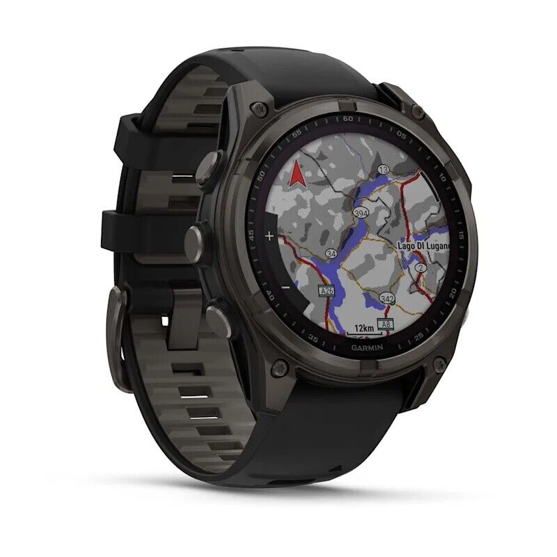 Смарт-часы Garmin Fenix 8, 47 мм, Bluetooth, Solar Sapphire Titanium Carbon Gray, титановый угольно-серый с солнечной зарядкой