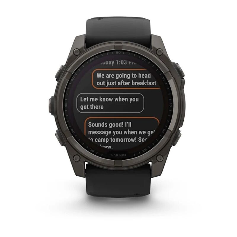 Смарт-часы Garmin Fenix 8, 51 мм, Bluetooth, Solar Sapphire Titanium Carbon Gray, титановый угольно-серый с солнечной зарядкой