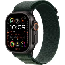 Смарт-часы Apple Watch Ultra 2 2024, 49 мм, LTE, Black Titanium Case with Dark Green Alpine Loop (L), черный титан с темно-зеленым ремешком