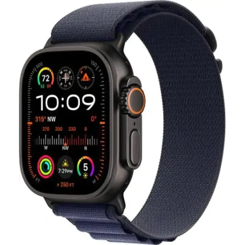 Смарт-часы Apple Watch Ultra 2 2024, 49 мм, LTE, Black Titanium Case with Navy Alpine Loop (L), черный титан с темно-синим ремешком