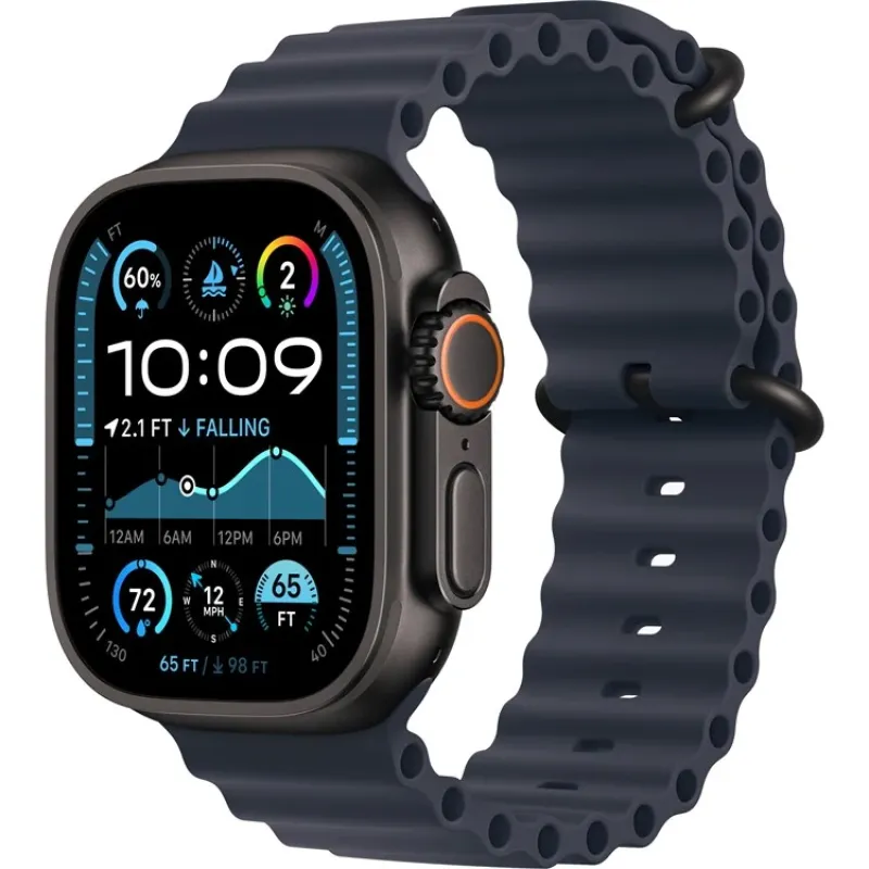 Смарт-часы Apple Watch Ultra 2 2024, 49 мм, LTE, Black Titanium Case with Navy Ocean Band, черный титан с темно-синим ремешком