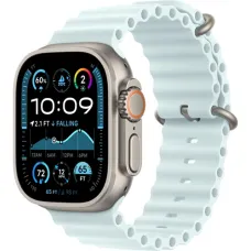 Смарт-часы Apple Watch Ultra 2 2024, 49 мм, LTE, Natural Titanium Case with Ice Blue Ocean Band, титан серый с голубым ремешком