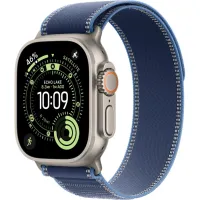Смарт-часы Apple Watch Ultra 3, 49 мм, S/M, LTE, Natural Titanium, титан натуральный с сине-голубым ремешком Trail Loop